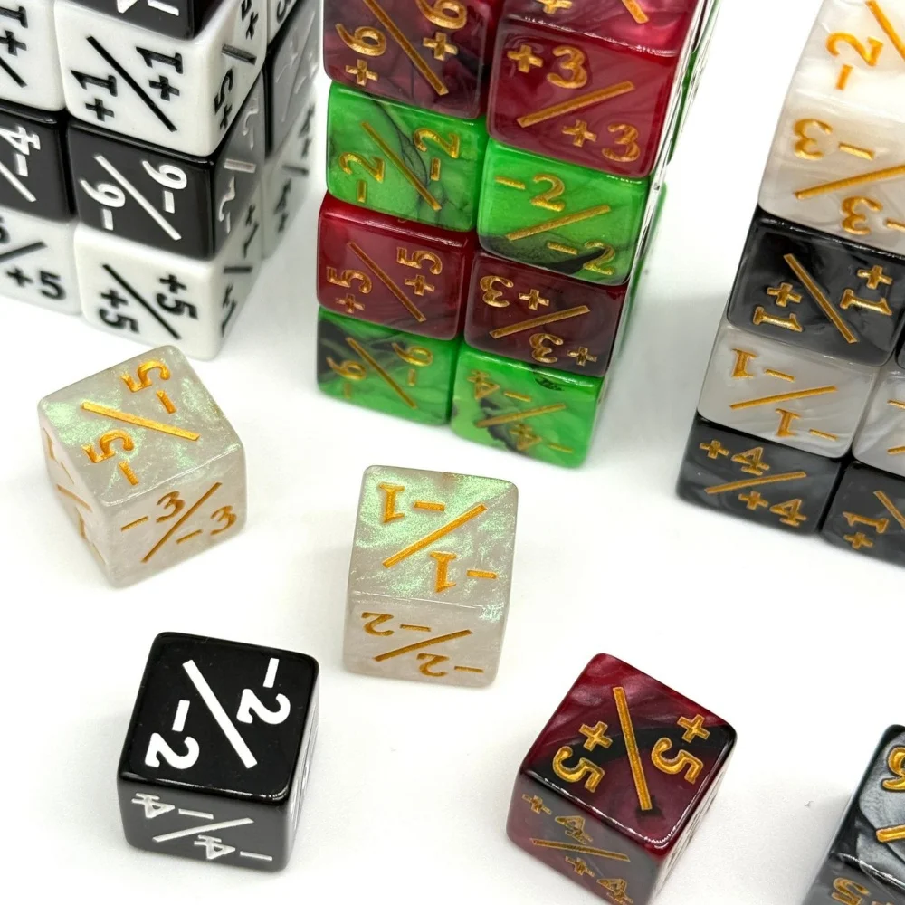 10pcs/set Six Sided Dice Set For Math Teaching Card Game Accessories Entertainment New D6 Counters +1/+1 And -1/-1 Set