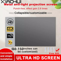 XIAOHUI Projector Screen Simple 16:9 Anti-Light Curtain 60/72/84/100/110/120/133/150 Inches Home Outdoor Office Portable 3d HD