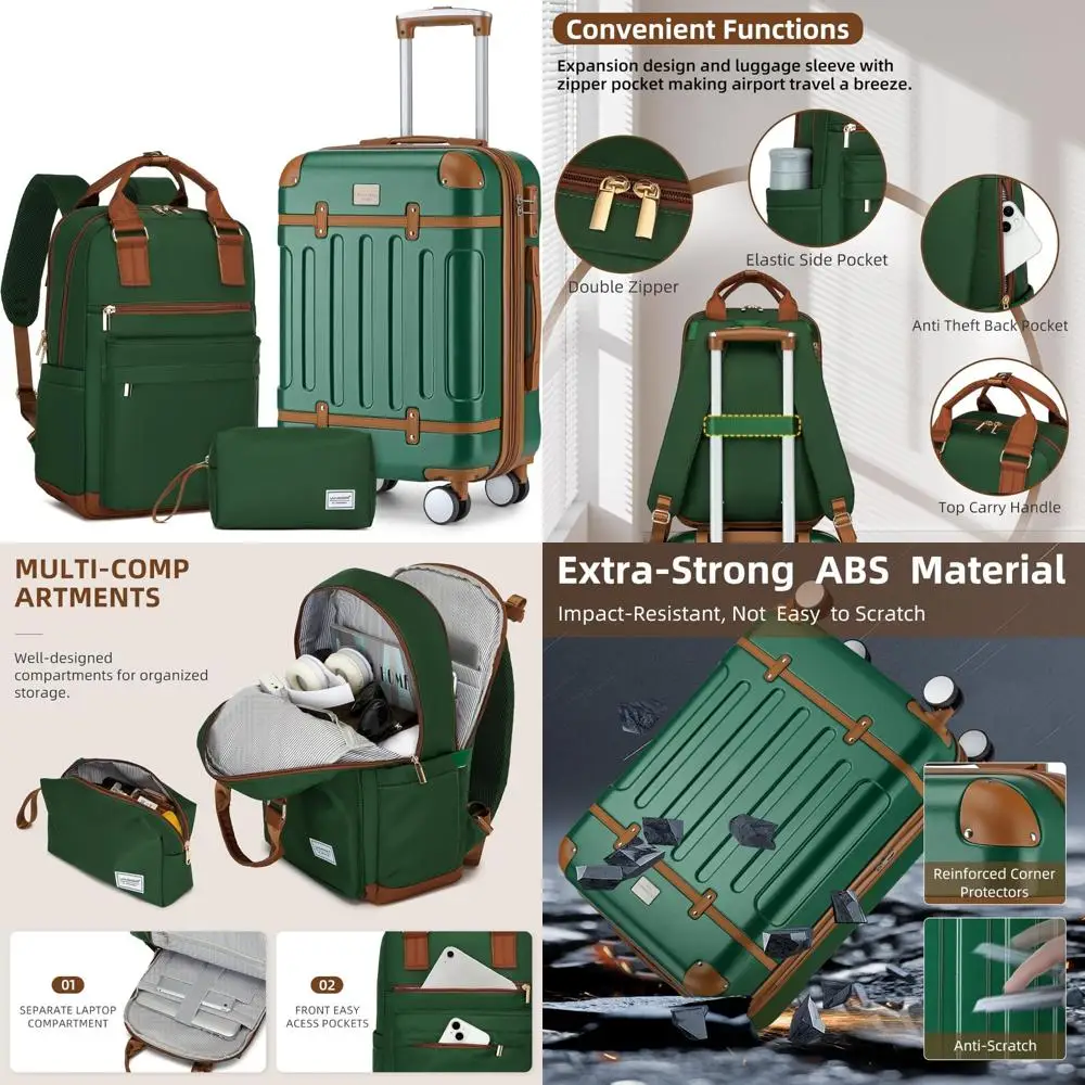 

Расширяемый жесткий чемодан из трех предметов с замком TSA, колесами и легким дизайном для путешествий в авиакомпании