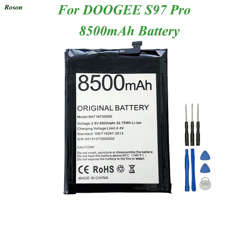 BAT18735500 BAT21ZN131850 Battery For DOOGEE S97 Pro Mobile Phone Batteria 8500mAh Replacement Accessory Accumulators With Tools