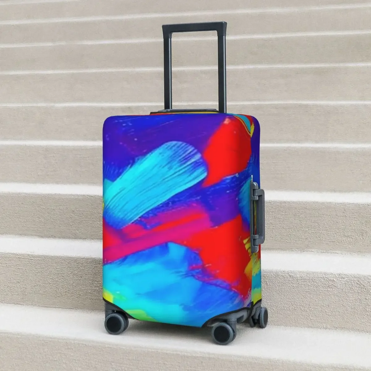 Abstract Paint Brush Suitcase Cover Holiday Red Blue Yellow Useful Luggage Supplies Business Protection