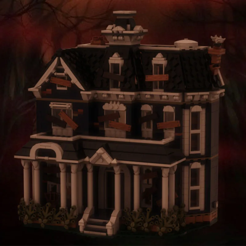 مكعبات بناء نموذجية مكونة من 94 قطعة، قصر عائلة كرييل للموسم الرابع من Stranger Things، تتضمن ثلاثة طوابق، ساعة Vecna، شبكة عنكبوت