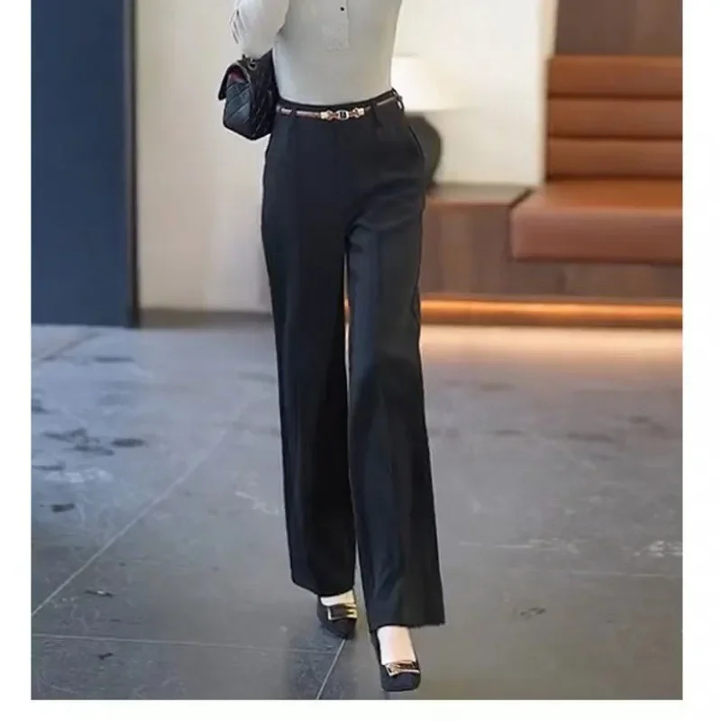 Solid Women's Summer Pants High Waist Loose Wide Leg Pants Korean Fashion Straight Trousers Women High Street Suit Pants Female