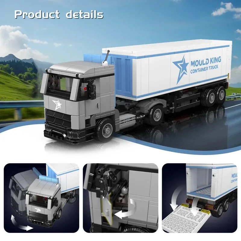 Mould King 24070 548 pezzi di blocchi di costruzione per camion container Mini modello della serie mondiale