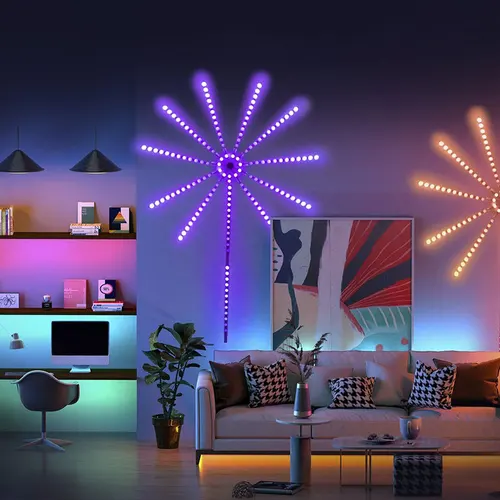 USB 스마트 불꽃 놀이 LED 스트립 라이트 키트, 음악 사운드 리모컨 네온 조명, USB 폭발 라이트 바, 크리스마스 장식