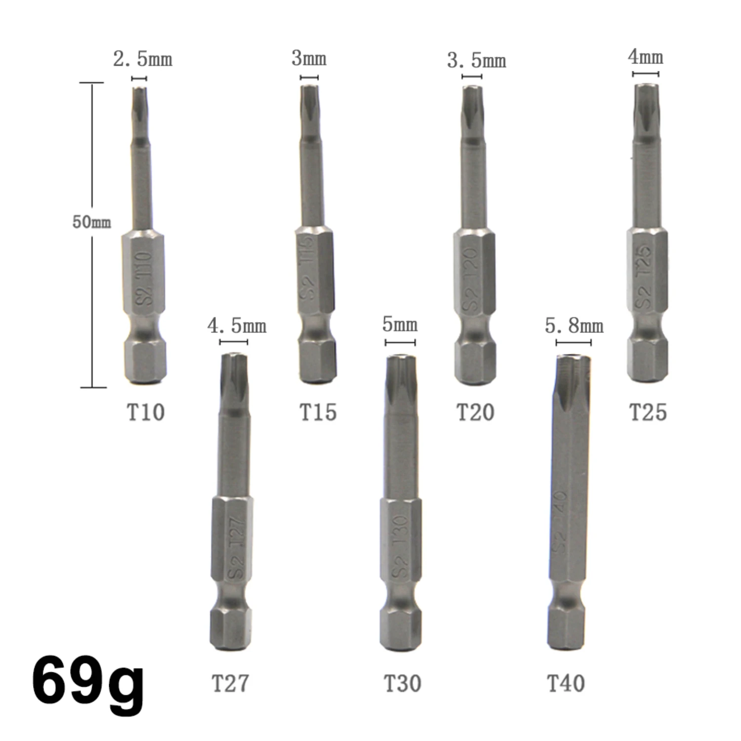 7pc Hexagonal Handle Five Star Hollow Screwdriver  with Hole S2  Screwdriver  T10-T40 Tool Set