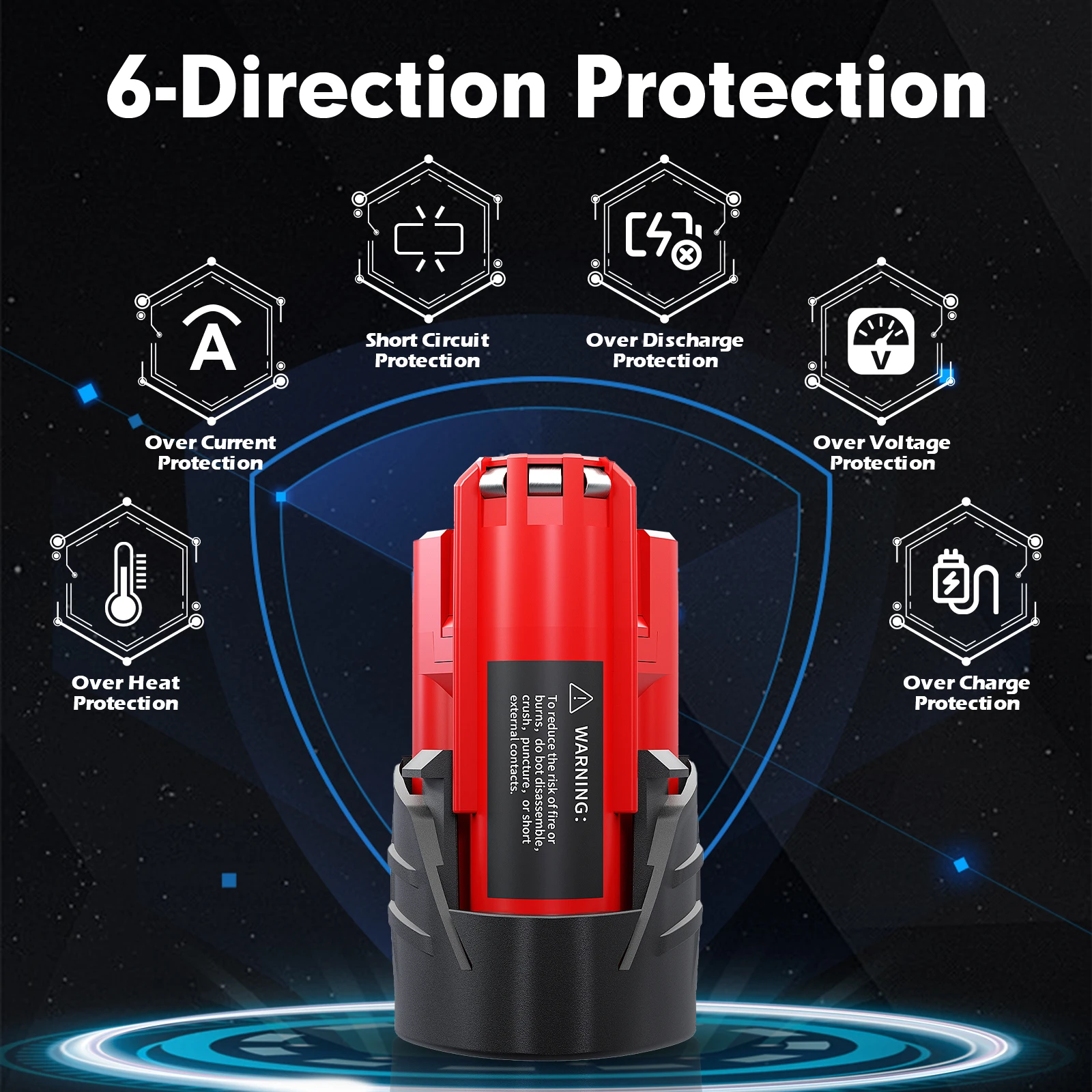 3800mAh Battery For Milwaukee M12 Rechargeable Battery 3.8Ah For 12V Cordless Tools 48-11-2402 48-11-2411 48-11-2401 MIL-12A-LI