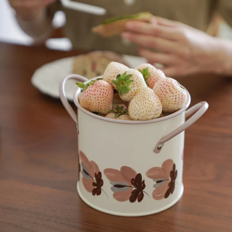 【Premium】Retro Garden Knife and Fork Storage Bucket, Metal Galvanized Iron, Rust Proof, Restaurant Storage Tank, Kitchen Storage