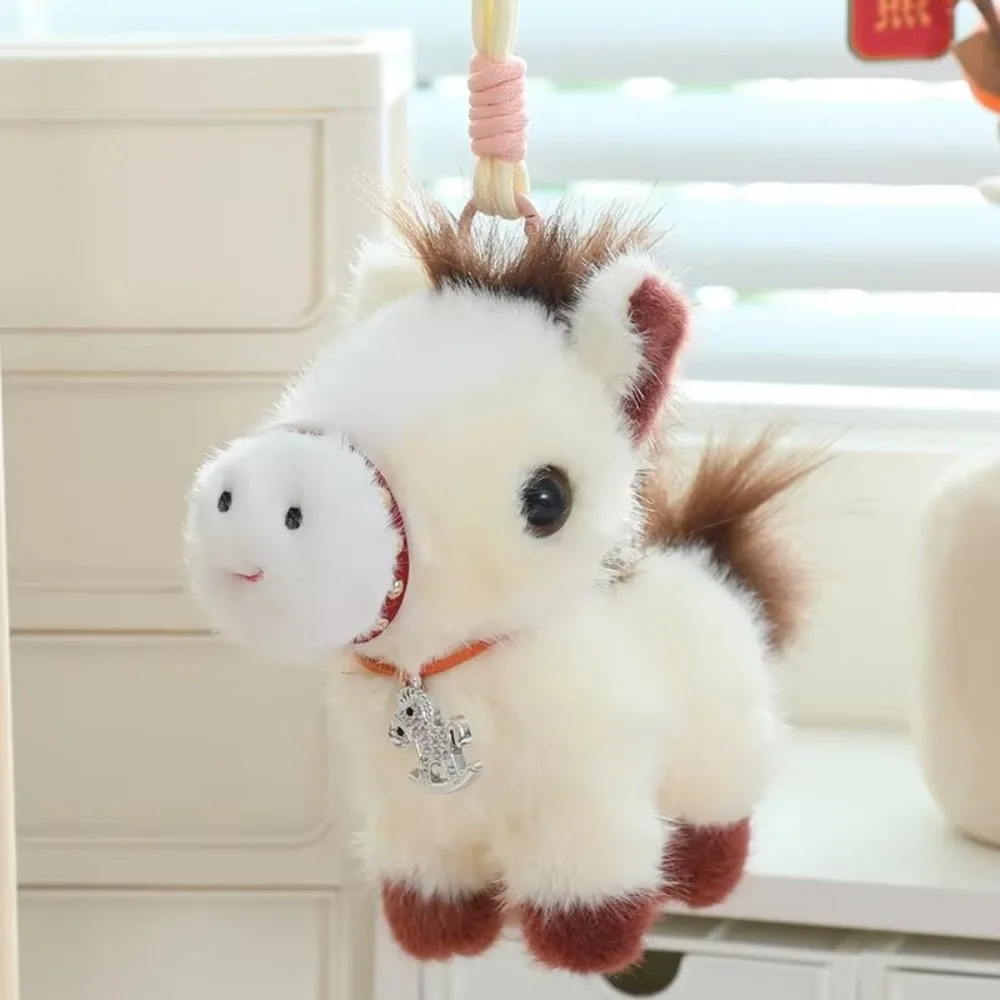 

Key Ring Pendant Cartoon Horse Pendant PP Cotton Fluffy Hanging Pony Soft Chinese Style Pony Keychain Birthday Gift