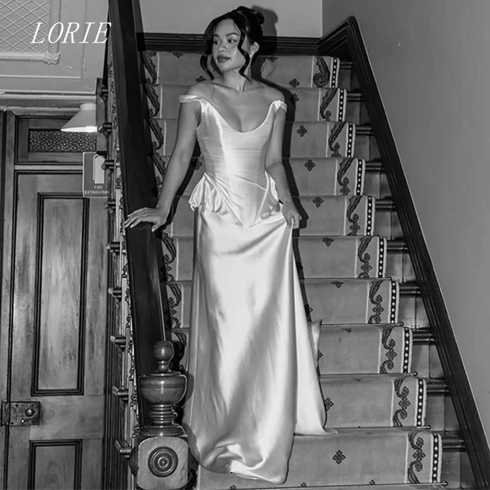 LORIE Elegant A Line Civil Wedding Dress Off The Shoulder Bridal Dresses Self Cultivating Plain Wedding Gown Customized 2026