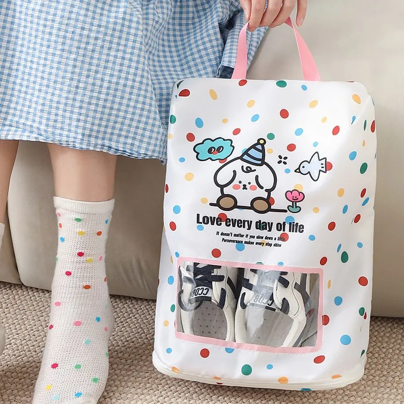 

Милая мультяшная дорожная сумка для обуви, портативный водонепроницаемый пылезащитный органайзер для хранения обуви, прозрачный визуальный дорожный чехол для переноски обуви