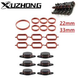 6x 22mm/33mm Swirl Flap Blanks Removal Repair Kit with Intake Manifold Gasket Seal For BMW E60 M47 M57 E90 6 Cylinder