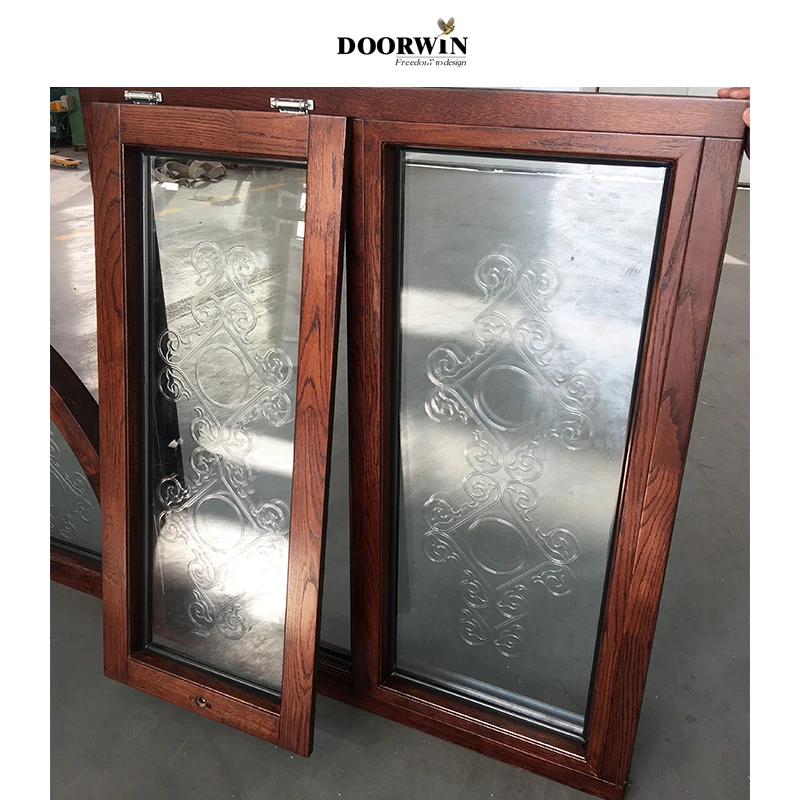 Doorwin Texas Hot Sale Double Glazed With Built-in Shutter For Sale Cheap Price Wood Hinged Awning Window