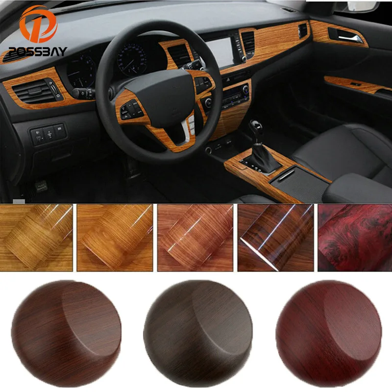 POSSBAY 30x100cm Wood Type Textured Vinyl Film Car Interior Decoration Sticker Furniture Wood Grain Paper Accessories Stickers