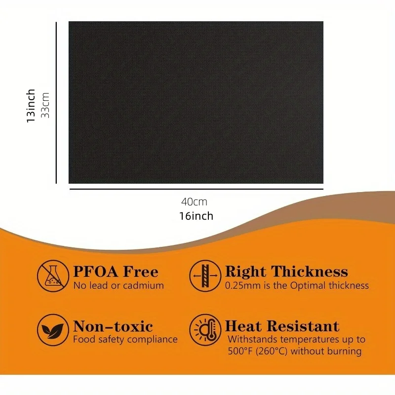 2pcs Oven Liners For Bottom Of Microwave BPA And PFOA Free Oven Mats 16x13 Inch Thick Heavy Duty Non-Stick Mat For Grills BBQ