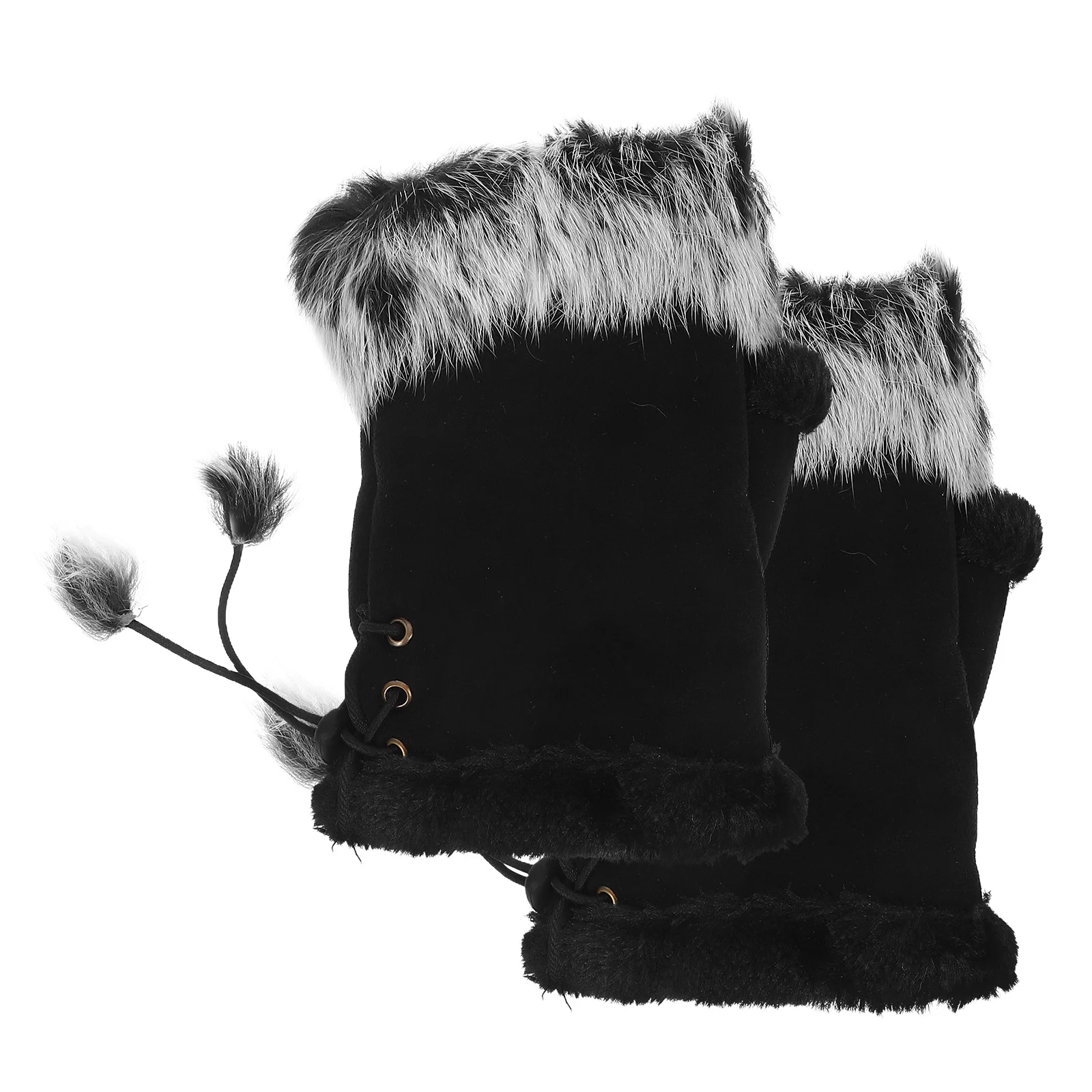 زوج واحد من قفازات نصف اصبع للنساء للشتاء الدافئ من الصوف بدون أصابع لتدفئة اليد القصيرة كهدية لركوب الدراجات بشاشة تعمل باللمس (أبيض)