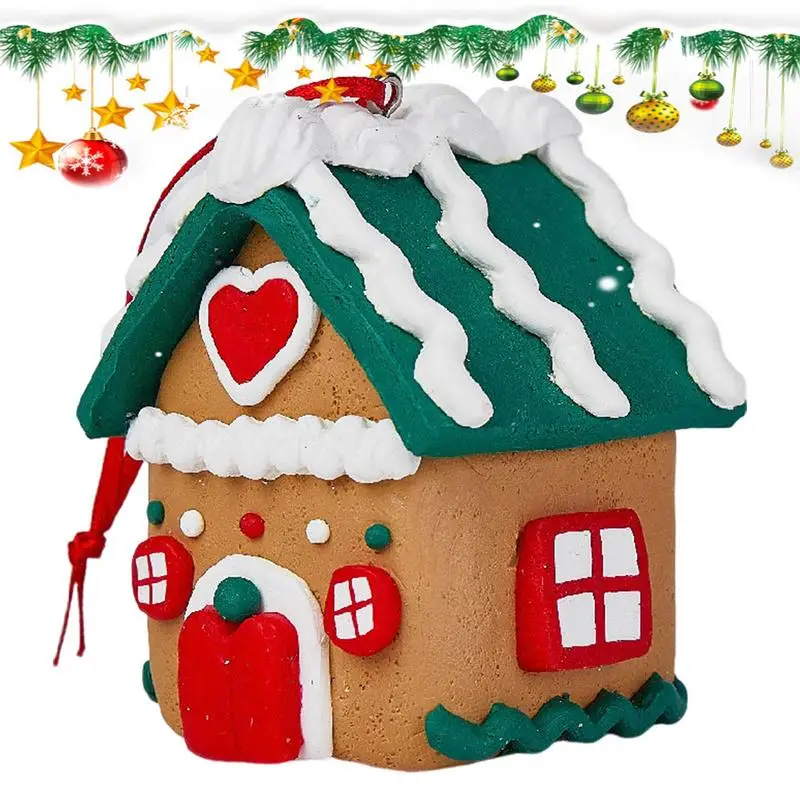 House Shape Christmas Decoration PVC Cabin Bakers Pendants For Christmas Hangable Multifunctional Christmas Tree Ornaments