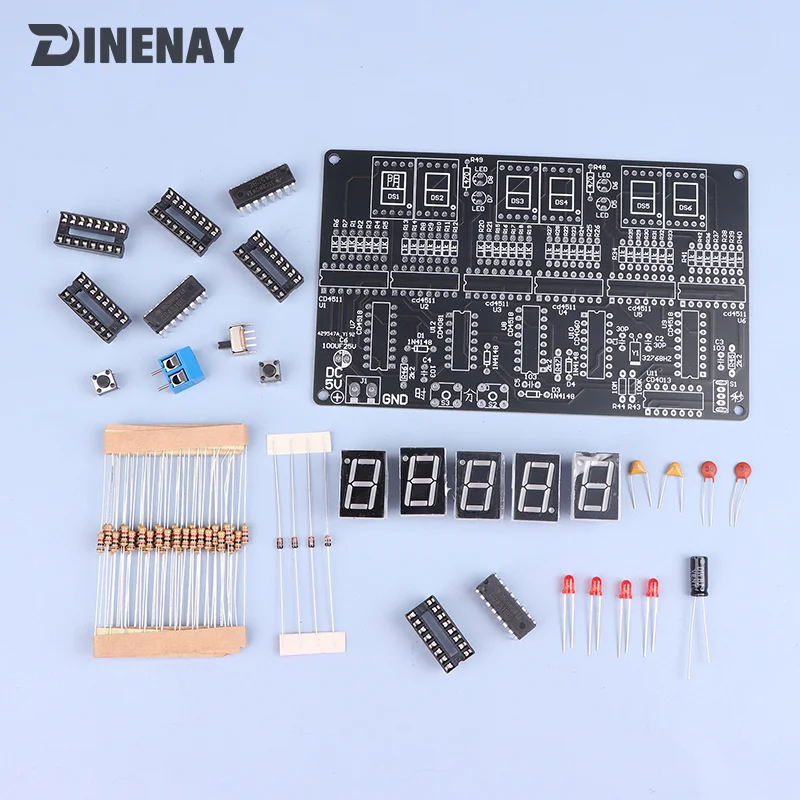 Electronic Clock DIY Kit Parts 6-digit Electronic Clock Teaching Training Welding Production