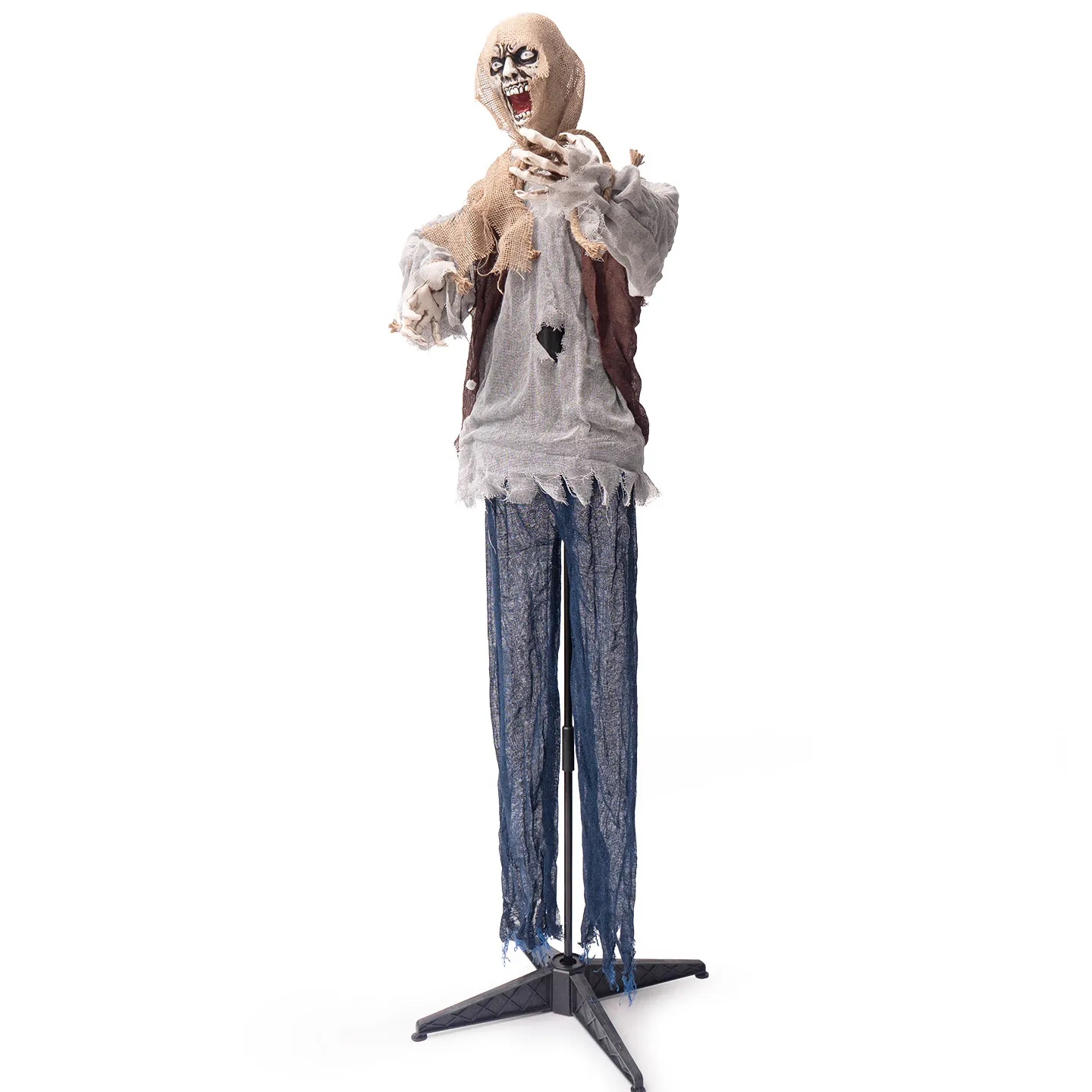 For 1.8m headscarf electric induction zombie station haunted house secret room luminous horror atmosphere ghost decoration