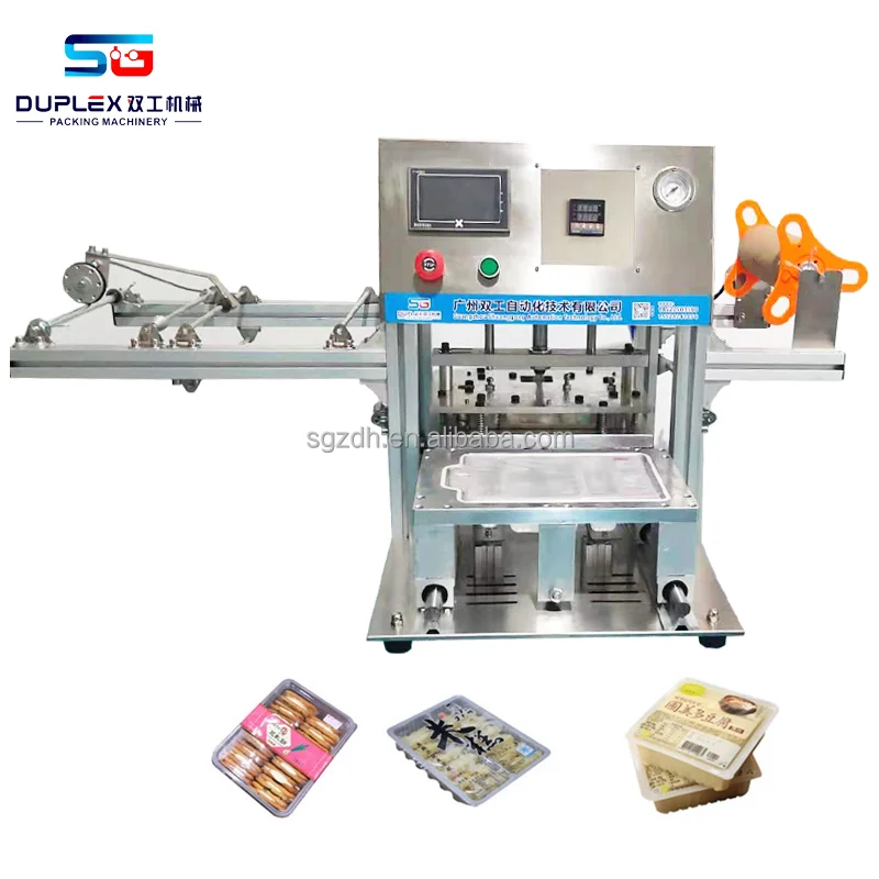 That Seals Multiple Plates At Once Cooked Food Sealer Luncheon Meat Packer Manual Food Tray Sealing Machine
