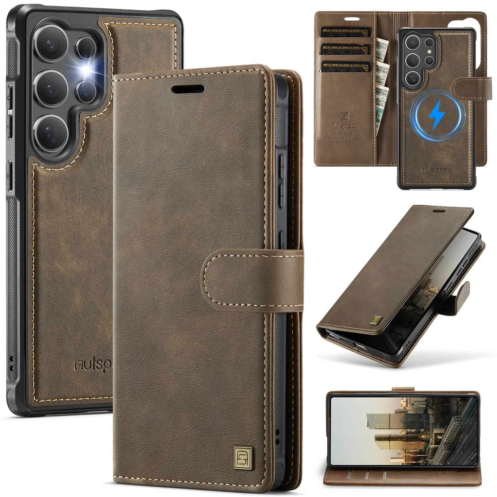 Für Samsung Galaxy S26 S25 S24 Ultra Abnehmbare Brieftaschen-Hülle 2-in-1 Flip Folio Kartenhalter RFID-Blockierung Standfunktion Stoßfest