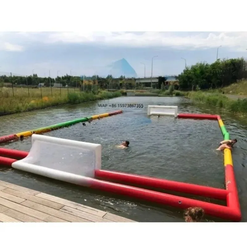 New design inflatable water game super inflatable water polo/high quality water game venue volleyball court goal