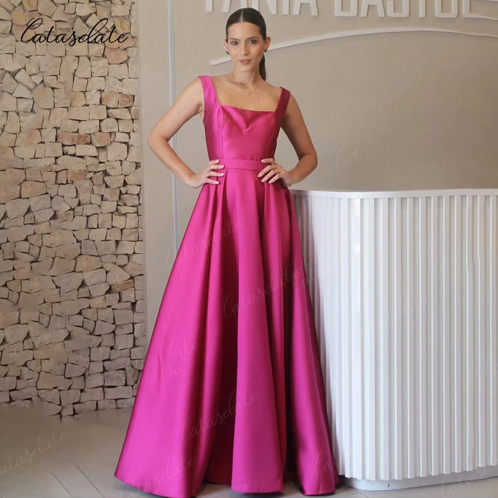 Catasdate Satin Evening Party Dress with Bow Satin Prom Dress 2025 Formal Occasion Dresses