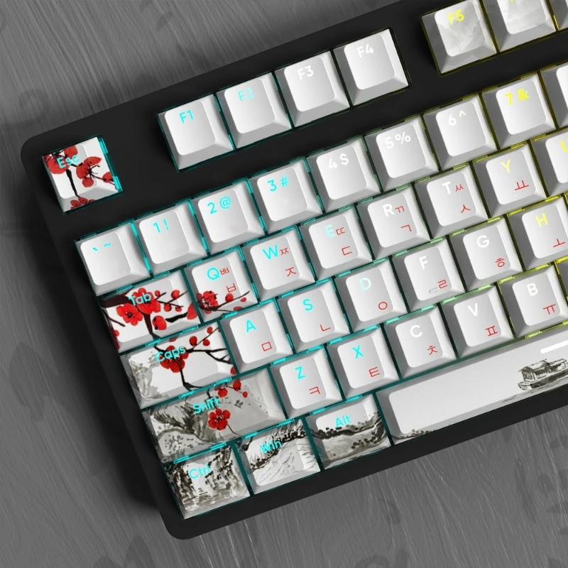 Imagem -04 - Teclas Oem Pbt Dyesub de 108 Teclas Plum Blossom para Teclado Russo Coreano Japonês Dropshipping