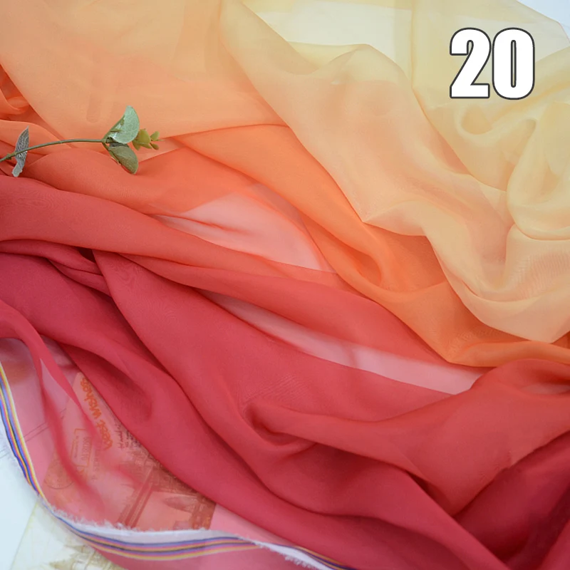 

Chiffon Fabric Gradient Color Organza Tulle Fabric for DIY Ancient Style Hanfu Dress Stage Dance Costume Drape Decor Craft