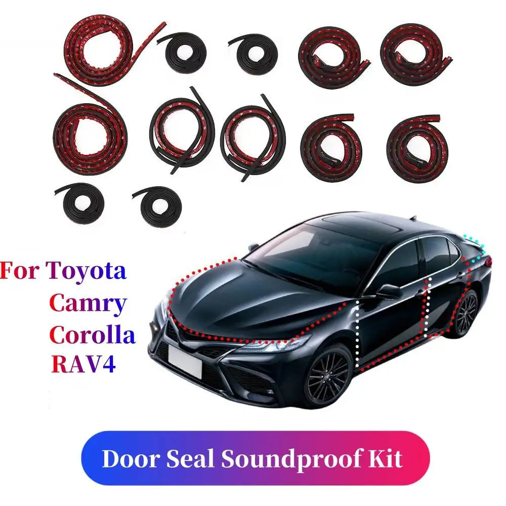 10pcs Door Seal Soundproof Kit for Toyota Camry Corolla Raylink RAV4 Rubber Weather Draft Seal Strip Wind Noise Kit Front Trunk