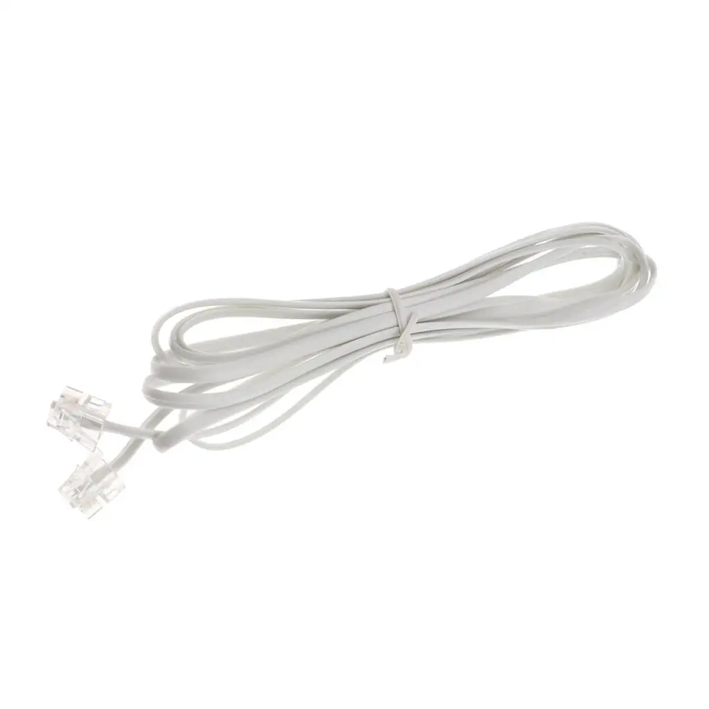 Cable de extensión de línea fija para teléfono, 10 pies, con RJ-11 estándar, enchufes 6P2C, blanco, 2,4 m ,1 paquete