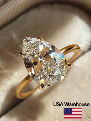 925 Sterling Silver 1-4 CT Simple Sparkling Pear Shape Zircon Ring For Women Engagement Wedding Luxury High Quality Fine Jewelry