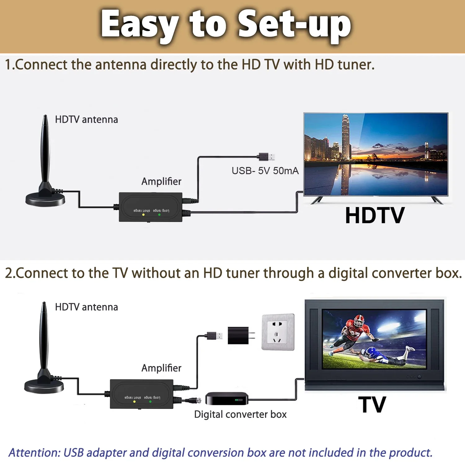 Antena de tv 1080p 4k para todos os hdtv digitais 5000 milhas 28db impulsionador de alto ganho hd para rv antena interna ao ar livre canal livre global