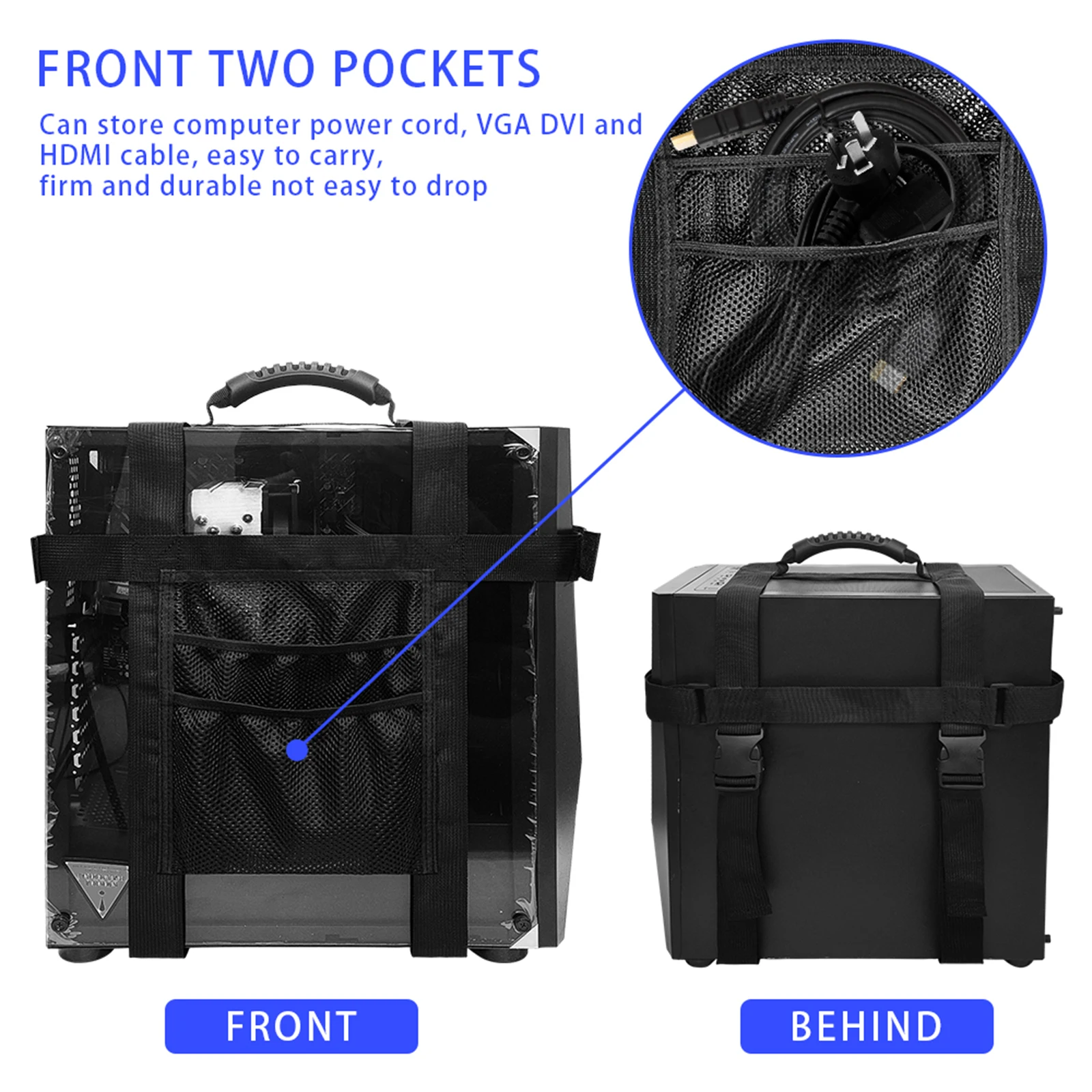 PC Tower Carrying Strap Universal Portable Sturdy Desktop Computer Tower Carrier Adjustable Harness with Pockets for Computers