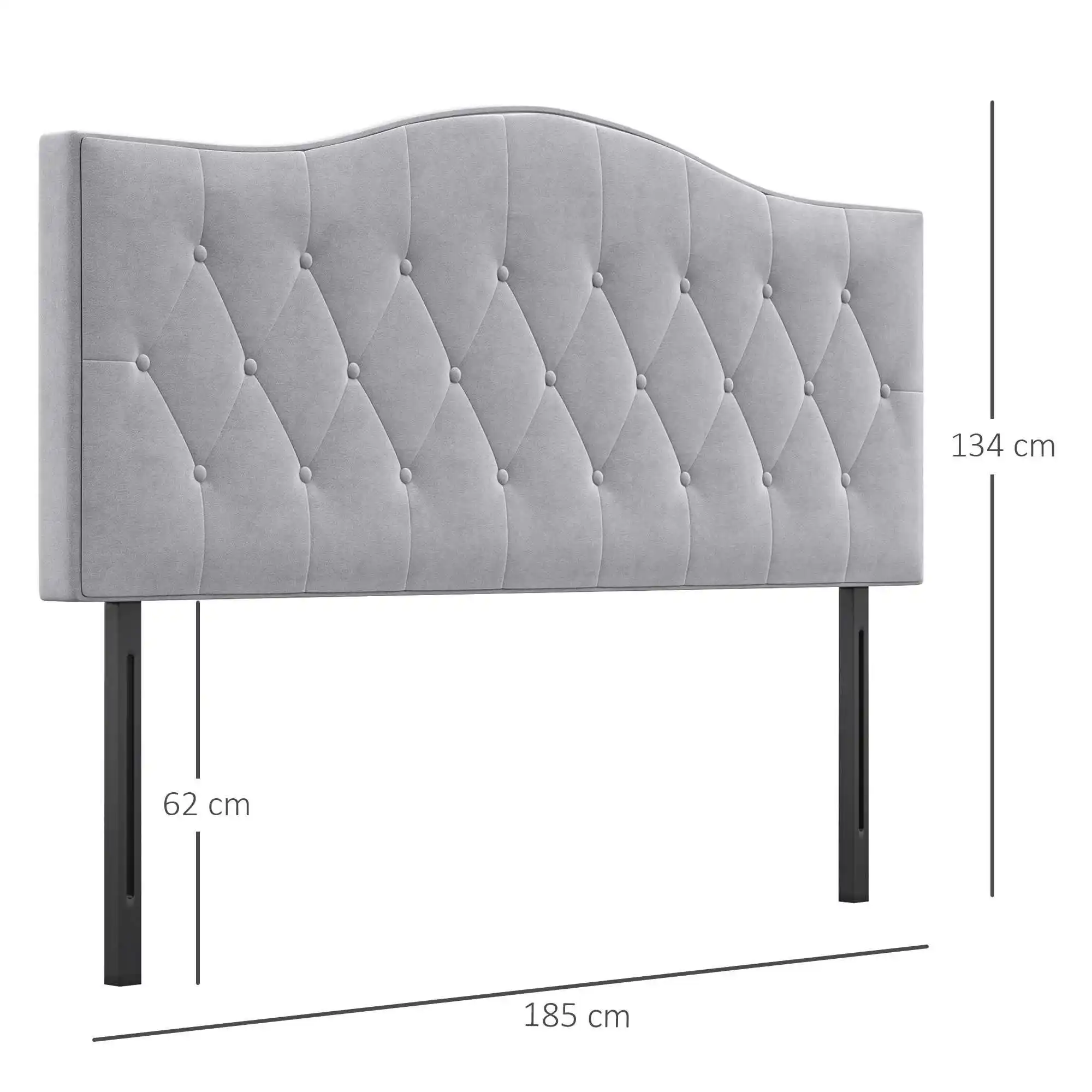 Hoofdbord Stijlvol gestoffeerd hoofdbord, grijs, populier en polyester, modern design, 185x8x134cm