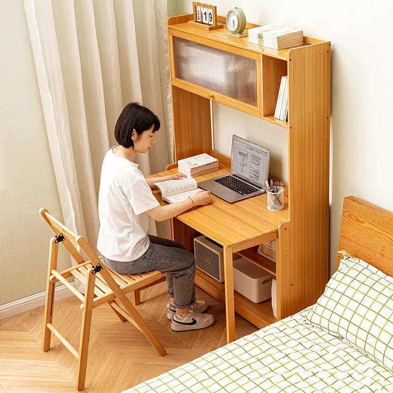 Foldable Bamboo Student Desk and Chair Set Modern Simplicity Design Home Study Desk