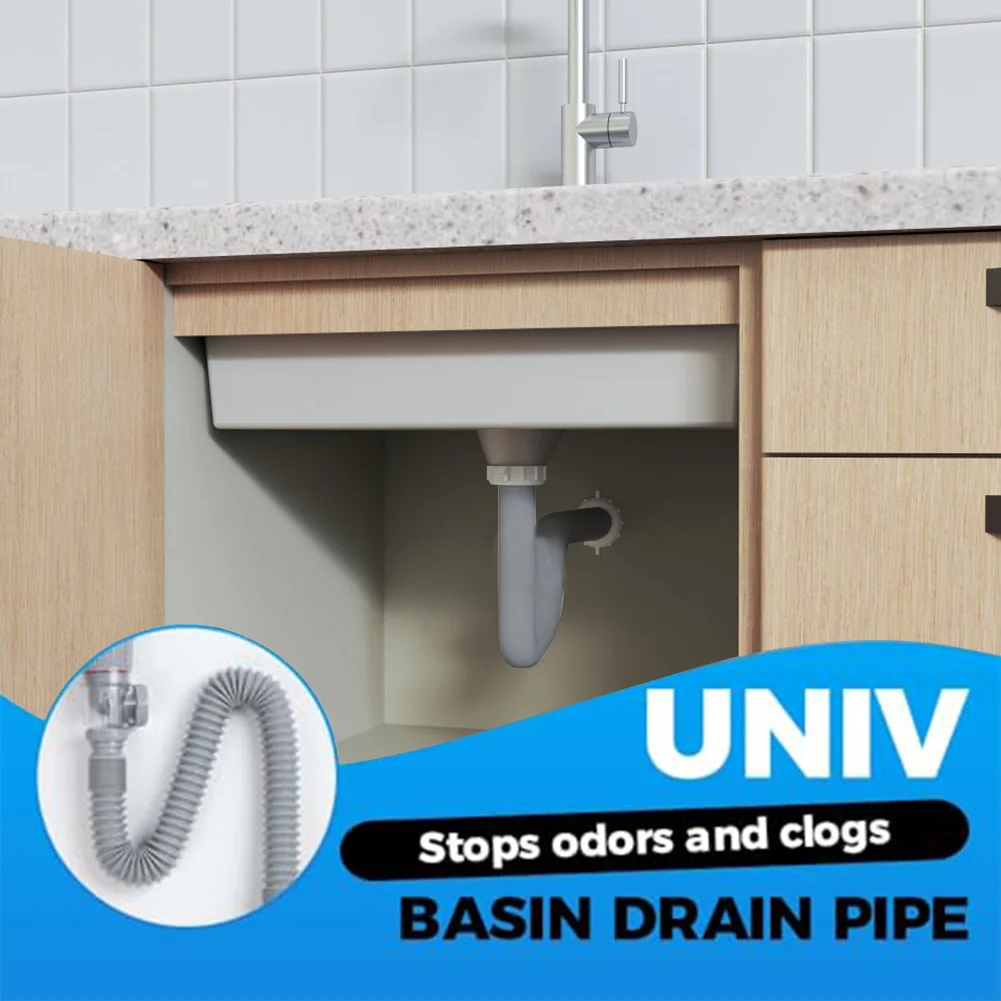 Flip Top Anti-Odor Drain Pipe Set Kitchen Sink Drain Retractable Deodorizing Filter Flexible Downspout Bathroom Anti Clogging