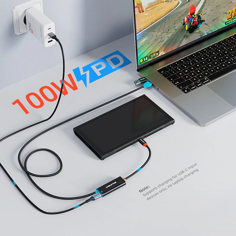 CABLETIME Karta do nagrywania wideo USB3.0 z 100W PD, kabel USB A/USB C 2 w 1, nagrywanie wideo 1080P@60Hz, 5Gbps, do tabletu, laptopa, Switcha — zdjęcie produktu 6