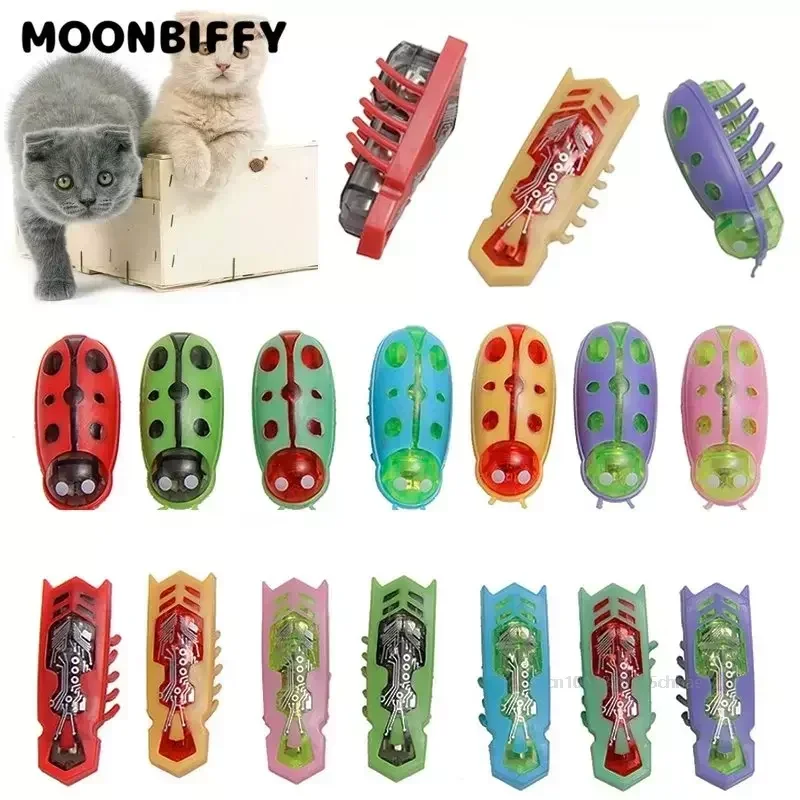 Cat Toy Interactive Electric Bug Escape Obstacle Automatic Flip Toys Battery Operated Vibration Beetle Pet Gatos Accessories