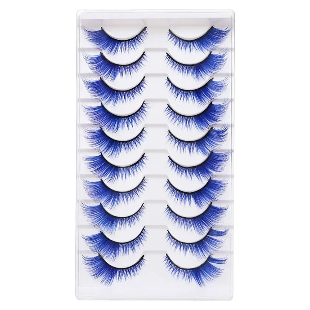 10 Pairs Dramatic Look Colored Lashes Soft Fluffy Red Green Pink Blue Yellow Fox Eye Lashes Colorful Eyelash Extension