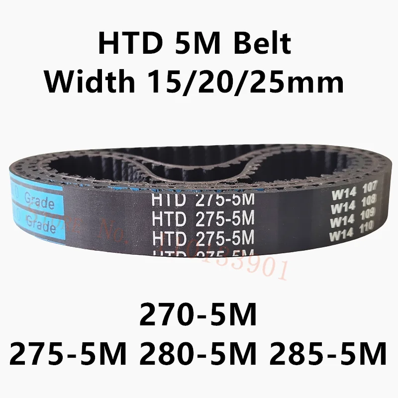 

HTD 5M Timing Belt C=270 275 280 285 Width 15/20/25mm Teeth 54 55 56 57 HTD5M synchronous Belt 270-5M 275-5M 280-5M 285-5M 5M275