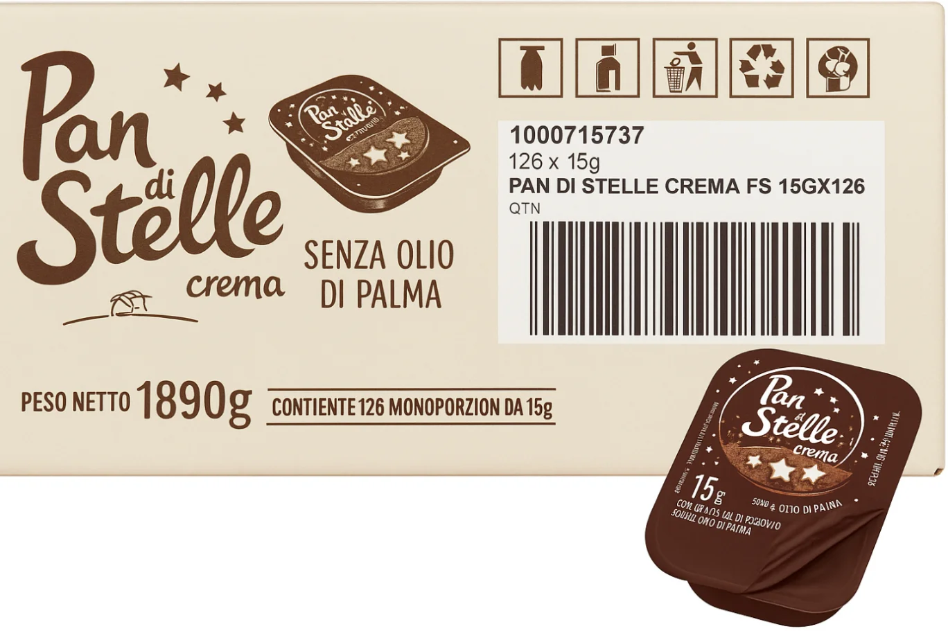 Krem kanapkowy monoporcja 126x15g karton - Pan di Stelle