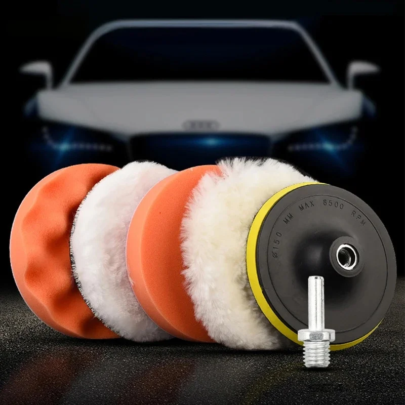 

6pcs/set Car Polishing Sponge Pads Kit Foam Pad Buffer Kit Polishing Machine Wax Pads 3/4/5 Inch for Removing Scratches