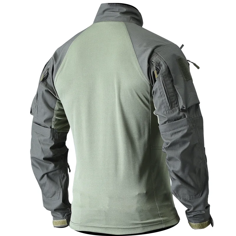 Men's Frog Combat Long Sleeve Shirt Quick Dry Moisture Wicking Tactical Top with Reinforced Elbow for Urban Outdoor Training