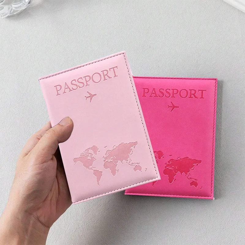 Porte-passeport en cuir PU pour hommes et femmes - Organiseur - Porte-cartes de protection - Housses pour documents d'identité - Étui de voyage pour passeport avec carte du monde