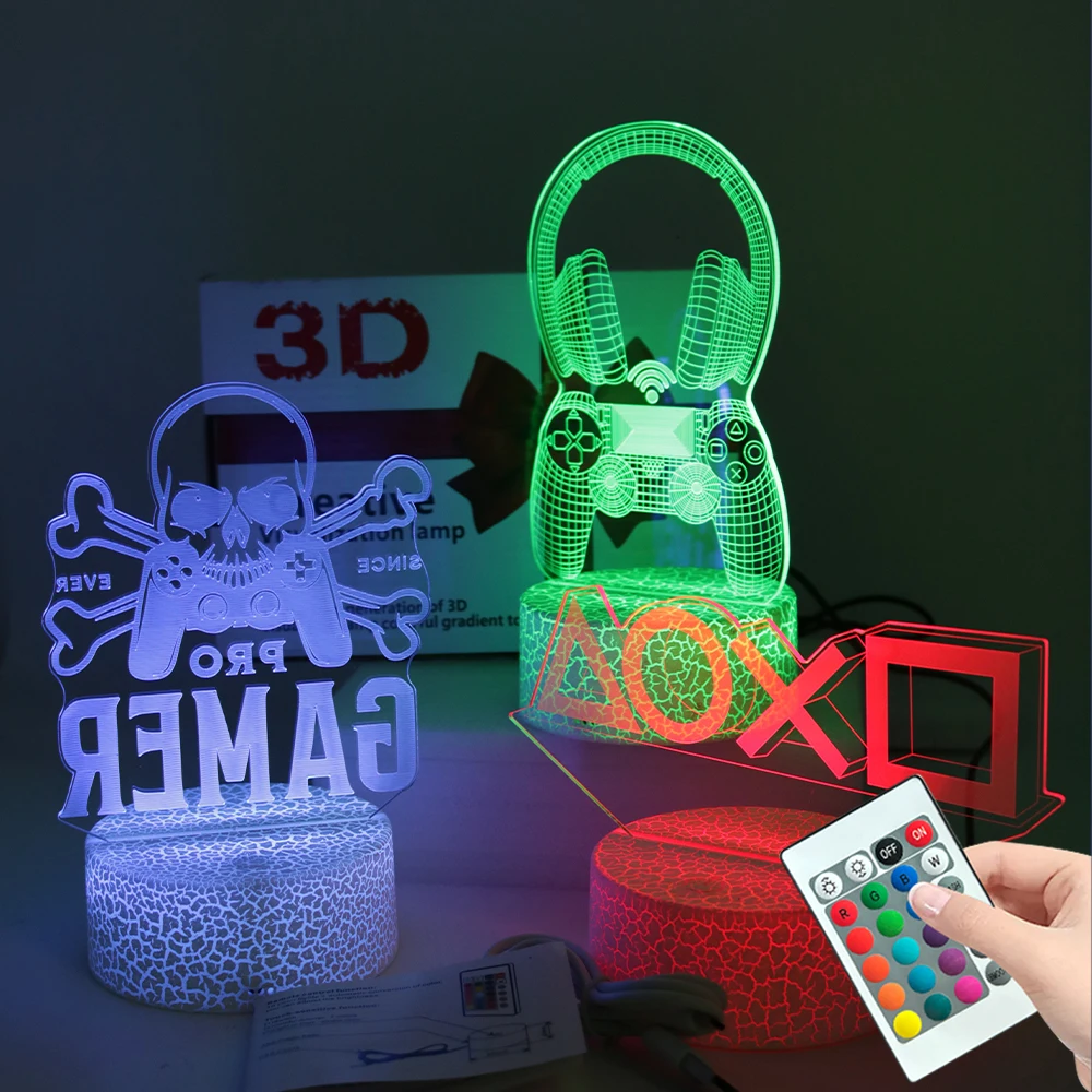 Lámpara LED para mesita de noche, decoración del hogar para juegos, 16 colores, Control remoto inteligente, decoración de habitación táctil, luz nocturna