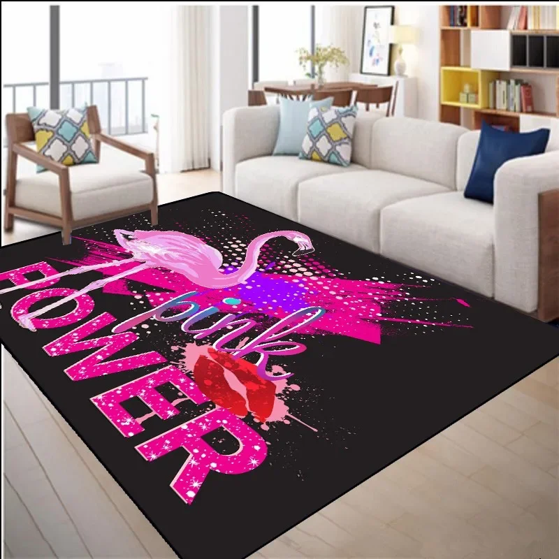 

3D Cartoon Black/Pink Flamingo Pattern Carpets Child Bedroom Play Rug Kids Room Decor Carpet Baby Crawl Mat Child game Gift Rugs