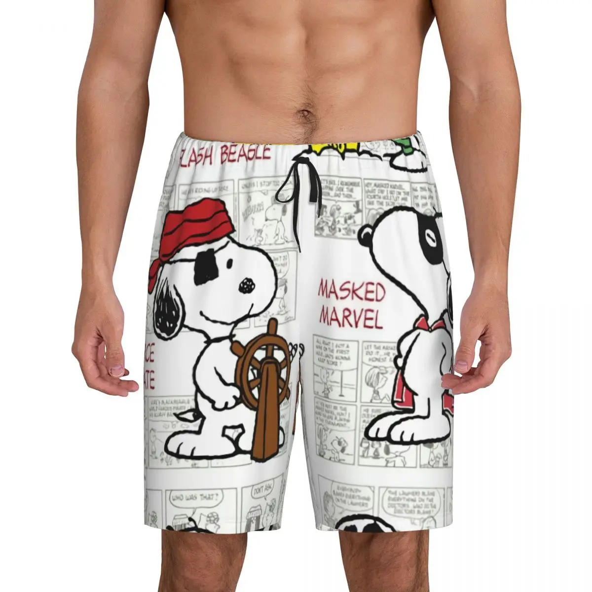 

Мужские пижамные штаны с рисунком Снупи Вудсток для мужчин, шорты для сна, эластичная одежда для сна, пижамы с карманами