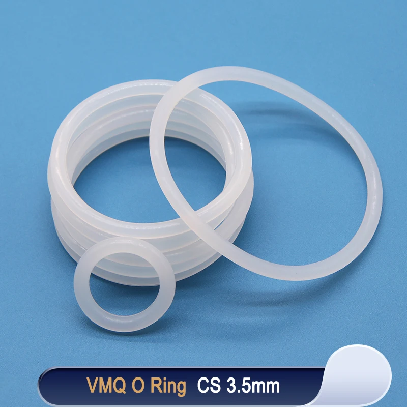 10/50pcs VMQ O Ring Gasket  CS 3.5mm OD 10 ~ 150mm White Waterproof Washer Round O Shape Silicone Ring Food Grade