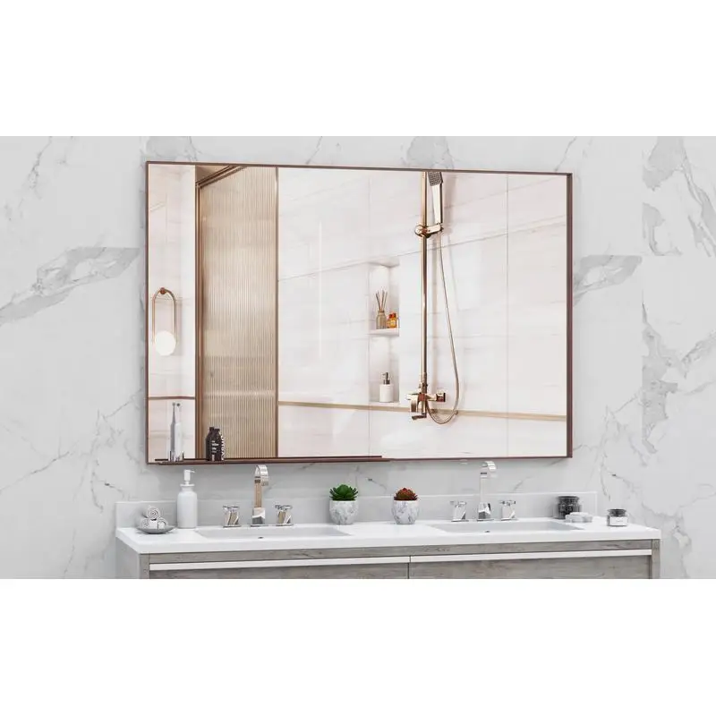 

60"x40" Oversized Modern Rectangle Bathroom Mirror with Walnut Frame, Large Decorative Wall Mirror for Bathroom, Living Room,